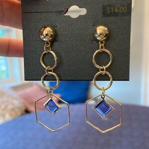 Gold and Blue Color Earrings